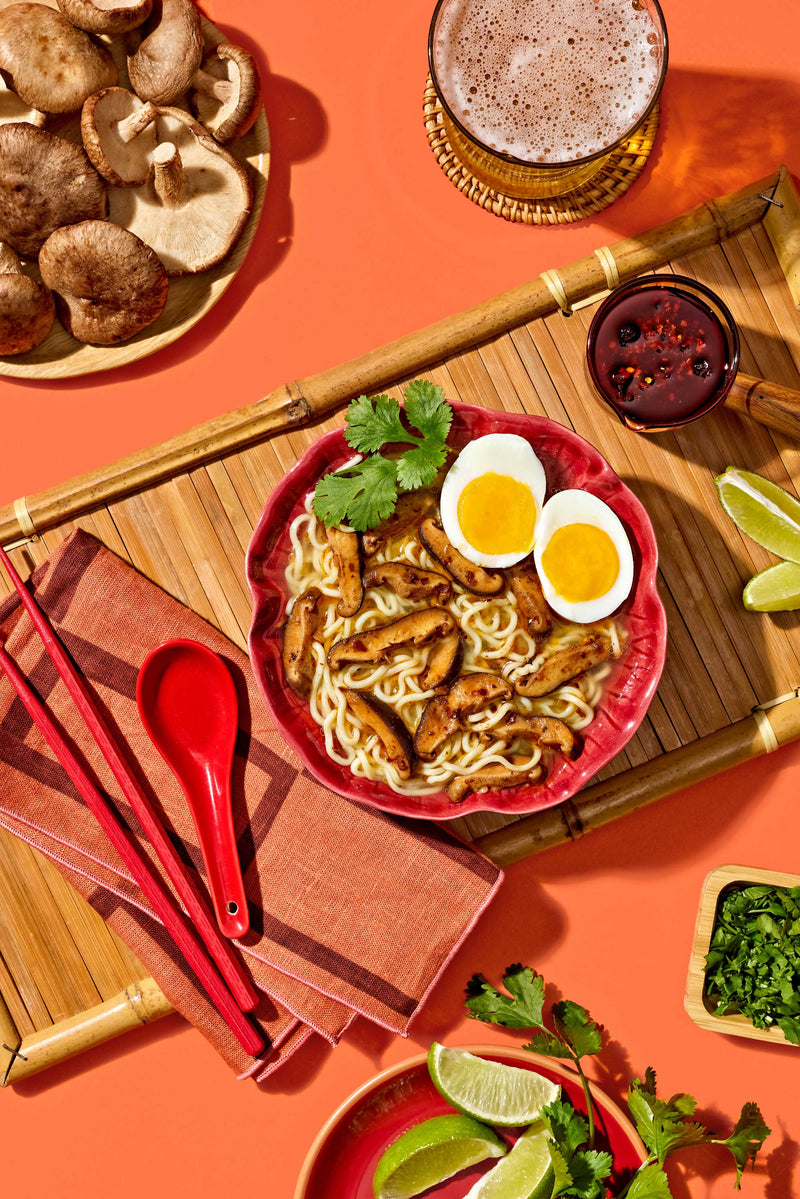 10-Minute Ramen with Chili Crisp Mushrooms